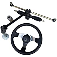 RUNGAO - Volante de 110 cc Go Kart de 30 cm- eje de dirección- kit de montaje completo de acero 32 cm piñón de…